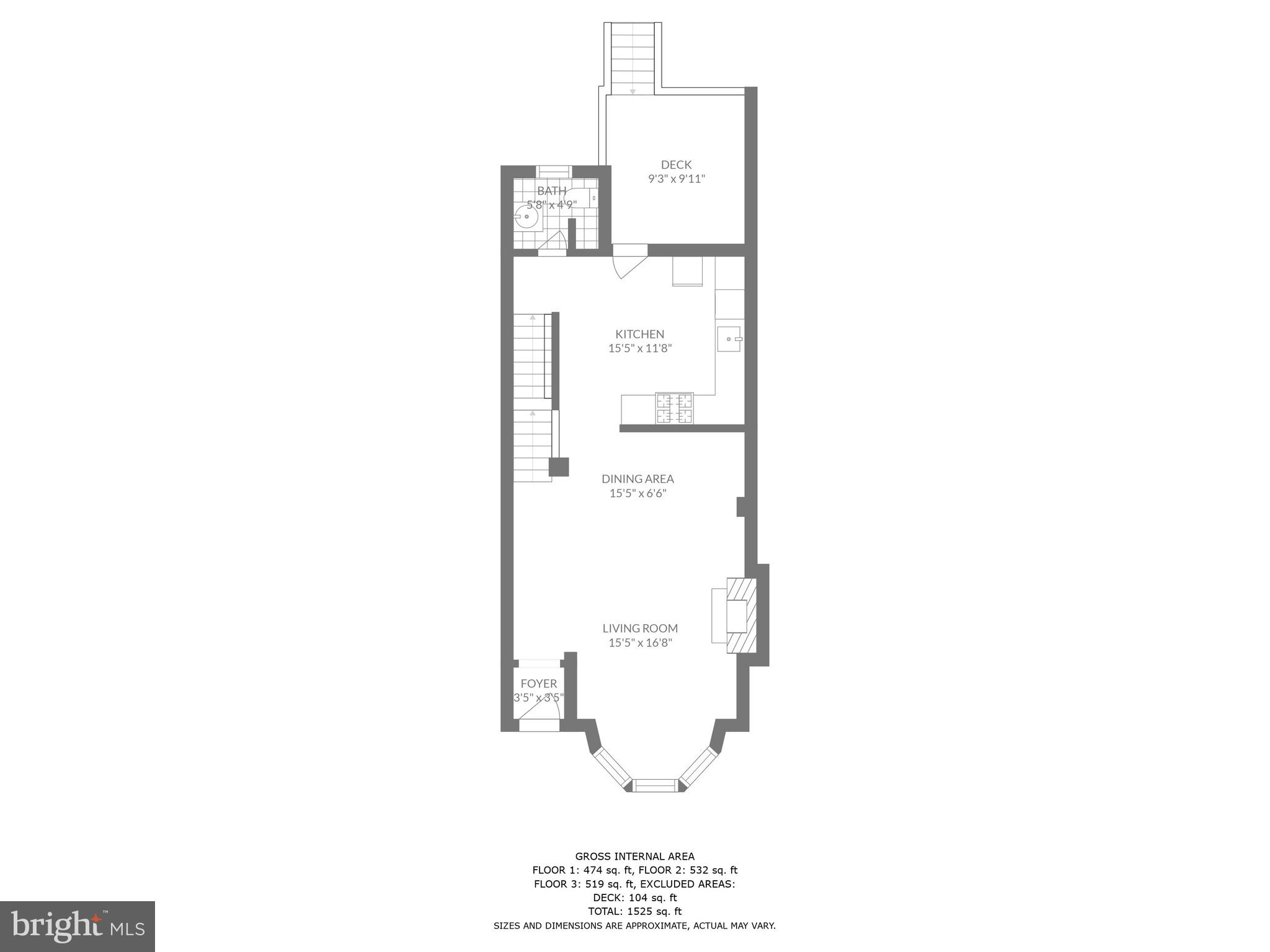 56 R Street Northwest Washington, DC 20001 - Photo 46 of 64 Main Level w/ LR, Dining Area & Kitchen