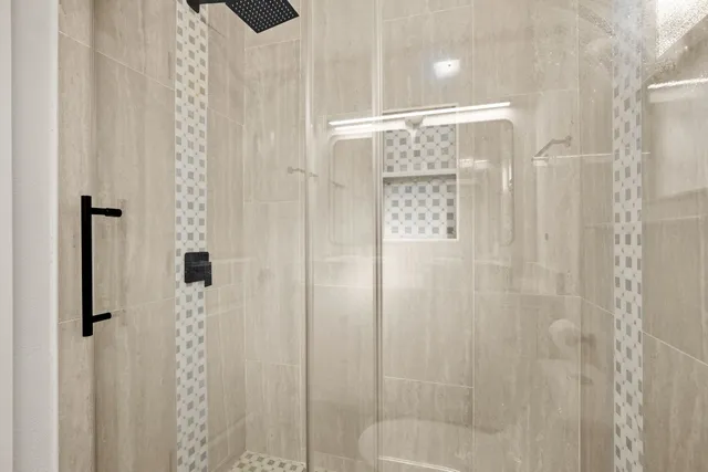 a bathroom with a shower