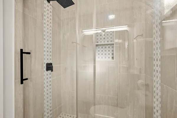 a bathroom with a shower