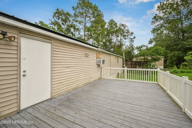 a view of a wooden deck