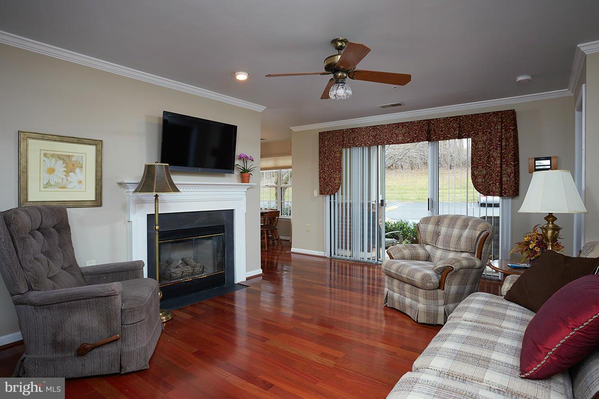115 Timberbrook Lane, Unit 104 Gaithersburg, MD 20878 - Photo 2 of 28 a living room with furniture fireplace and a flat screen tv