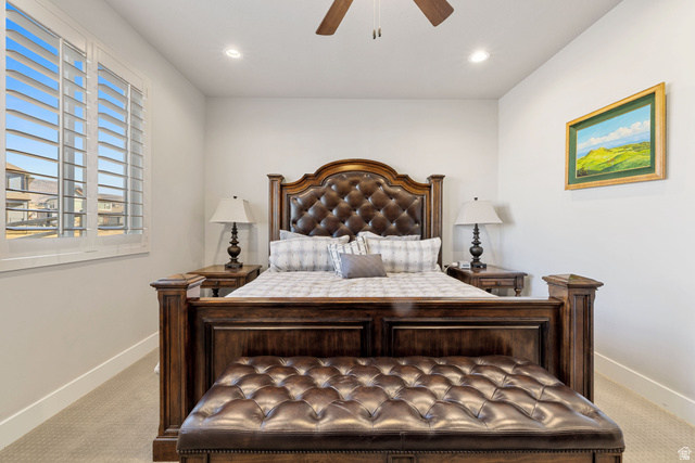 2745 Red Barn Road South Heber City, UT 84032 - Photo 13 of 51 Carpeted bedroom with ceiling fan and recessed lighting