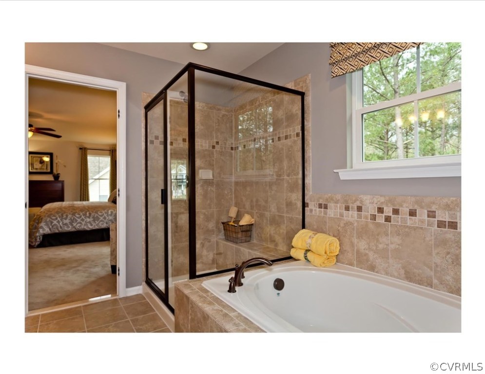 1342 Braisden Road Midlothian, VA 23114 - Photo 13 of 19 a bathroom with a tub a sink and a large mirror