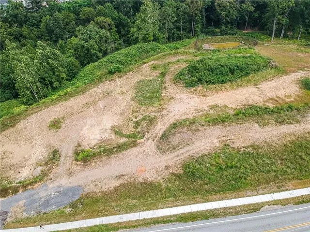 a view of a yard with potted plants
