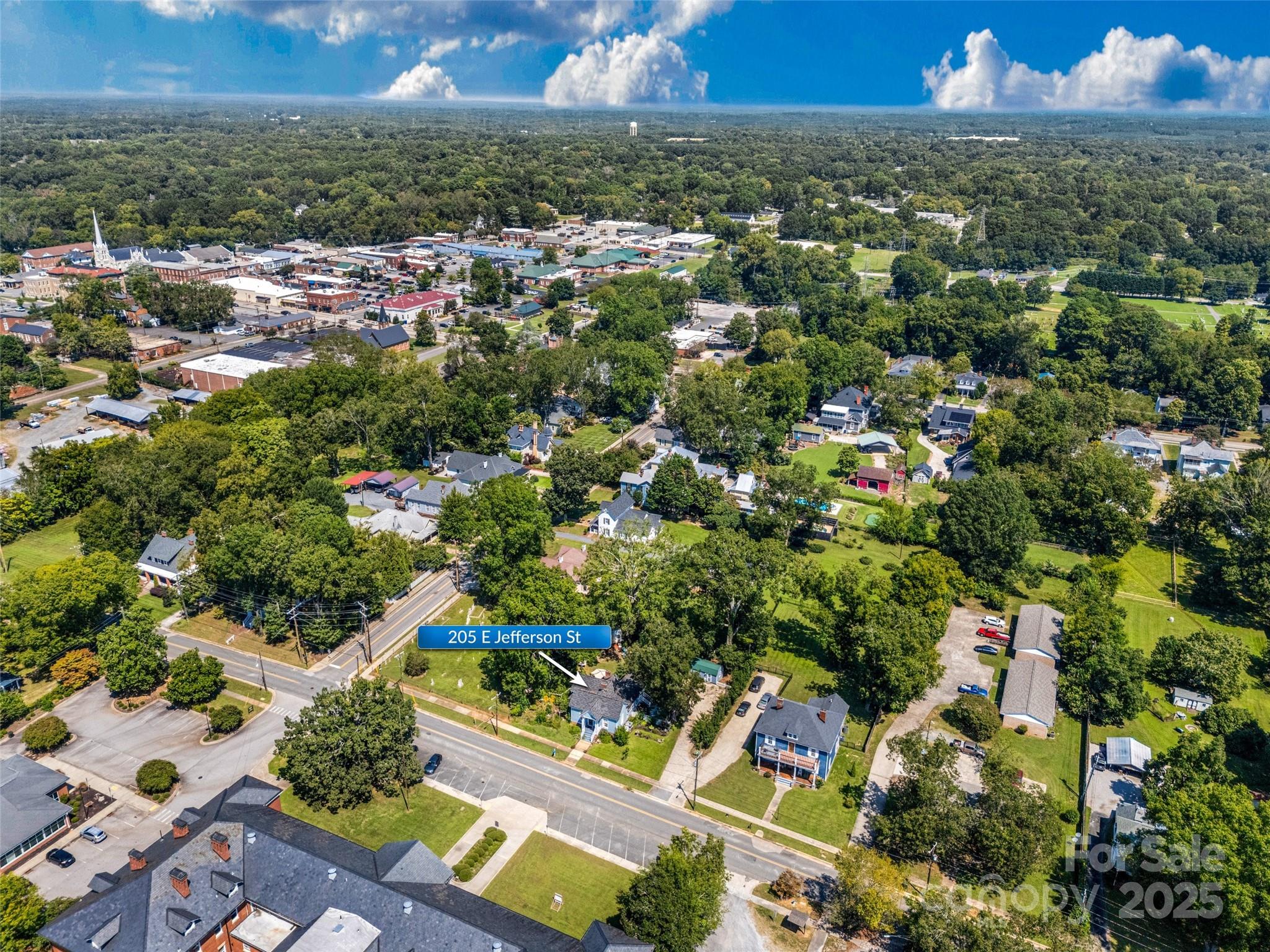 205 East Jefferson Street York, SC 29745 - Photo 30 of 35 an aerial view of residential houses with outdoor space and trees
