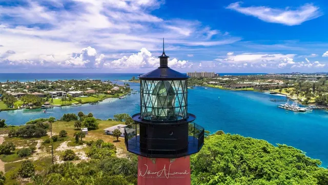 a view of a lake with a yard
