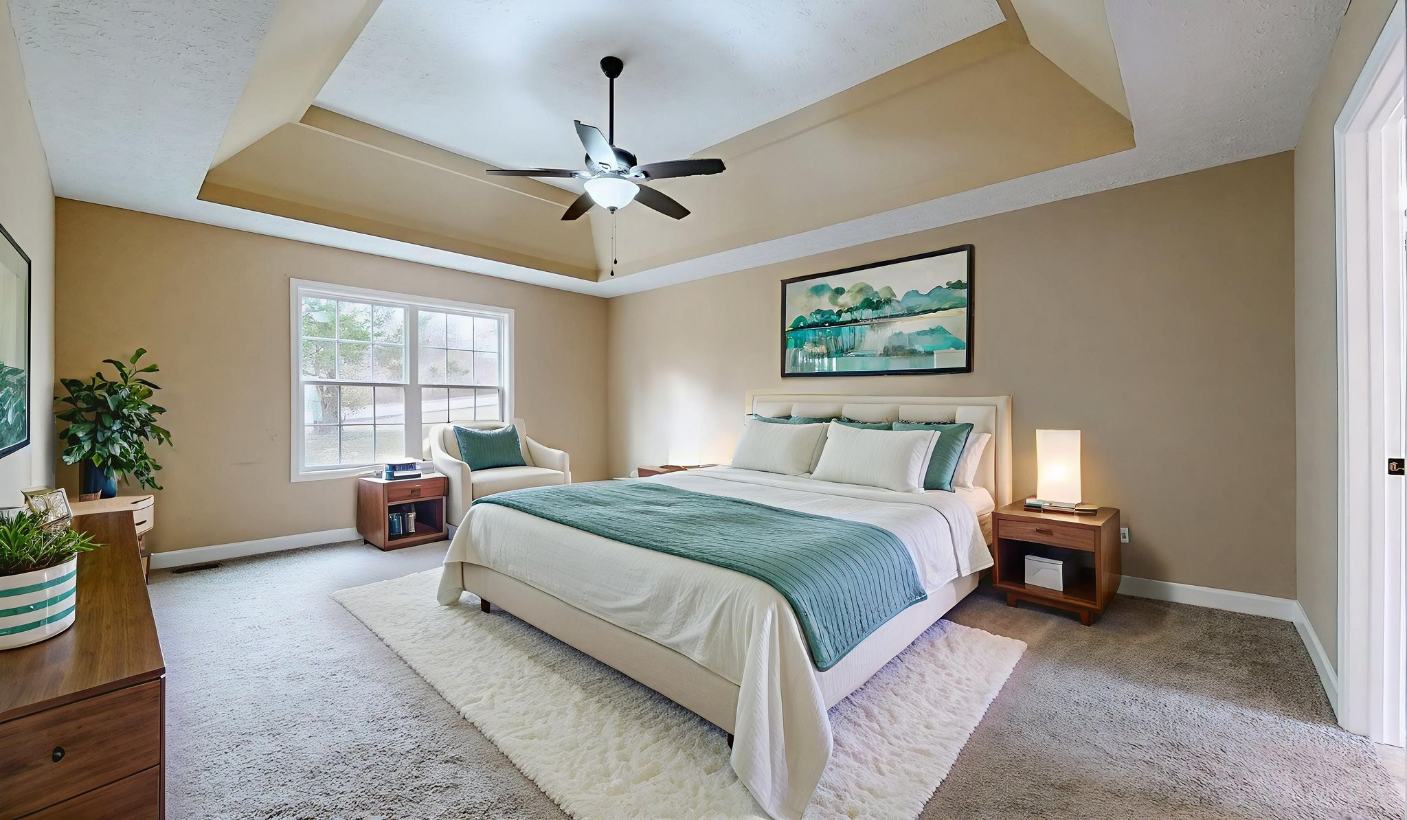 574 Keytown Road Portland, TN 37148 - Photo 19 of 45 a spacious bedroom with a bed a chandelier and a window