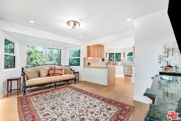 a living room with furniture and a rug