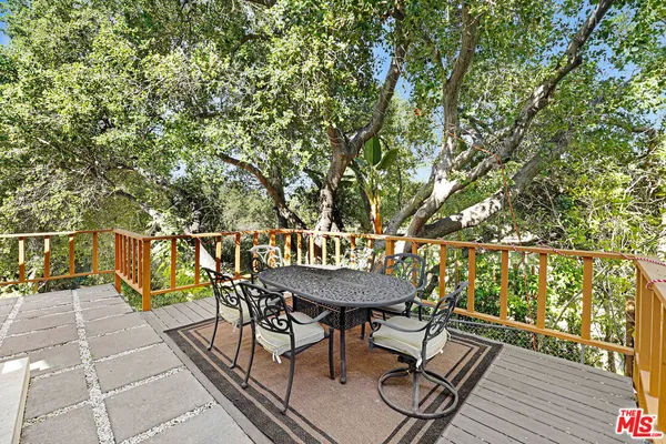 an outdoor view with patio