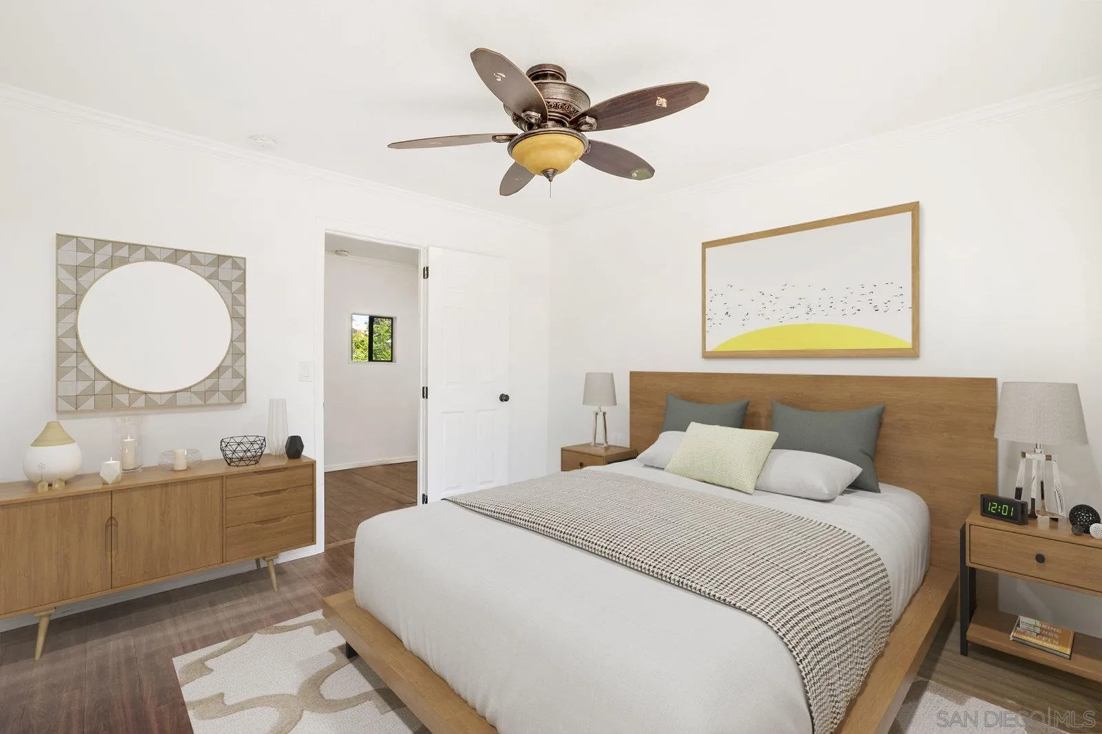 8545 Gardena Road Lakeside, CA 92040 - Photo 13 of 67 a bedroom with a bed and a chandelier