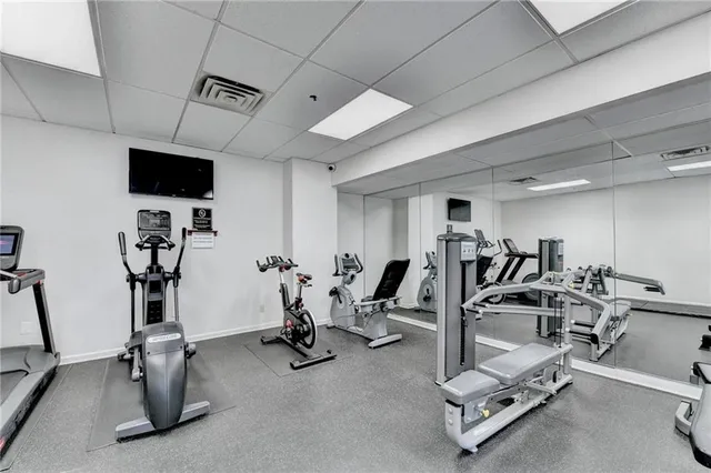 a view of a room with gym equipment