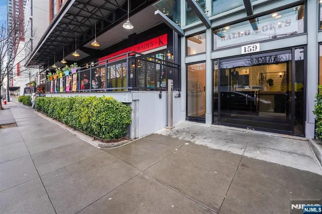 a view of a building with door