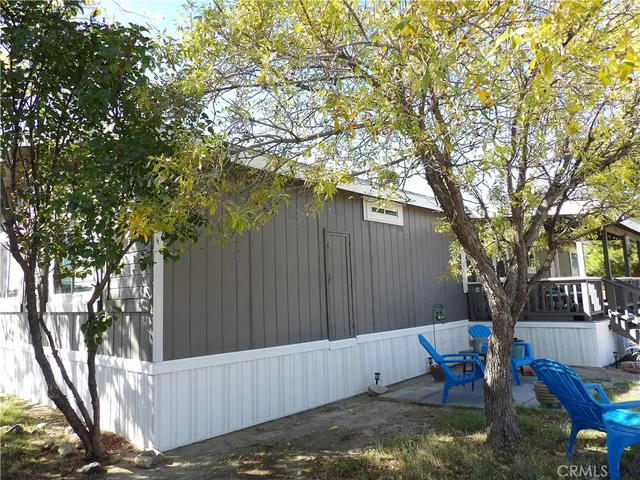 a view of a backyard with a tree