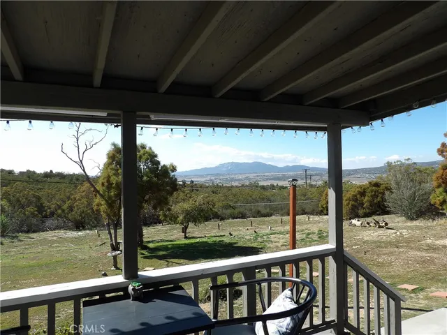 a view of a street with a mountain view