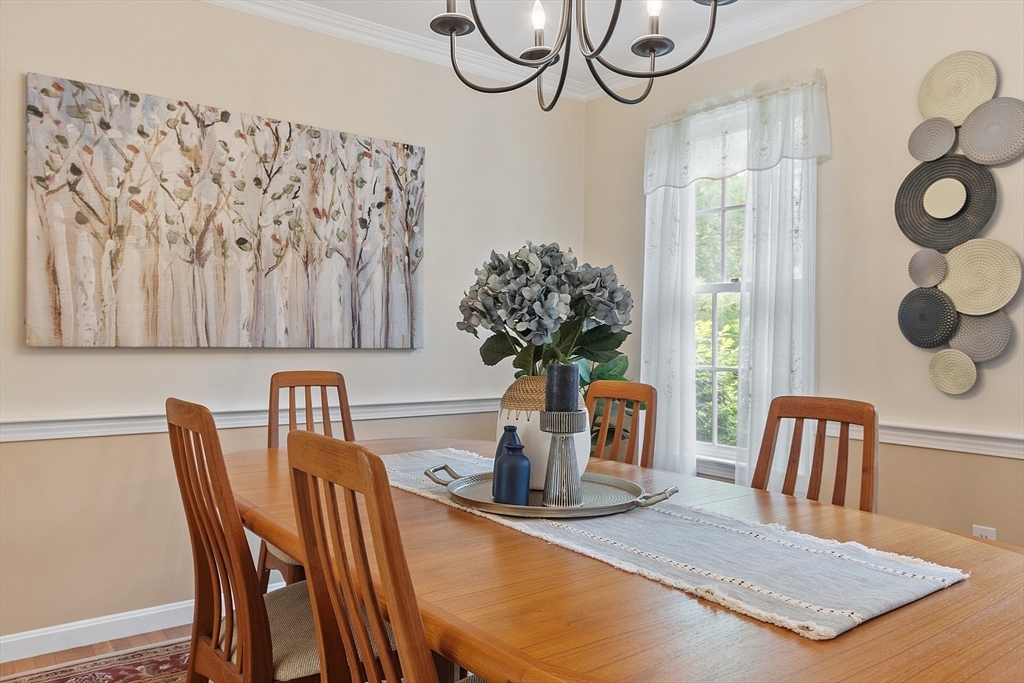 28 Old Harvard Road Boxborough, MA 01719 - Photo 16 of 40 a view of a dining room with furniture and a chandelier