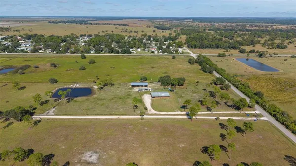 a aerial view of a house with a garden