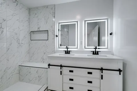 a bathroom with a shower