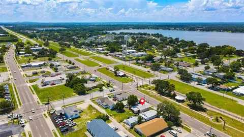 a view of a city with an ocean