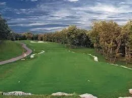 a view of a golf course with a lake
