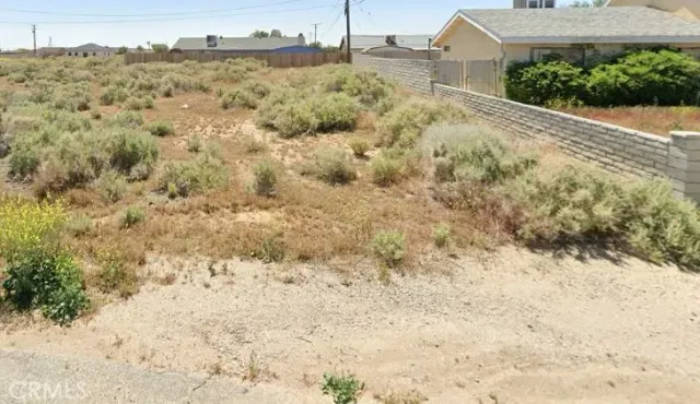 a view of a dry yard covered with snow