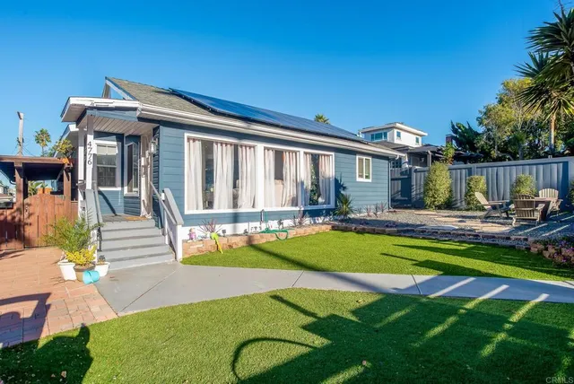 a view of a house with swimming pool and sitting area