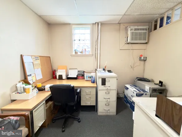 a room with a workspace
