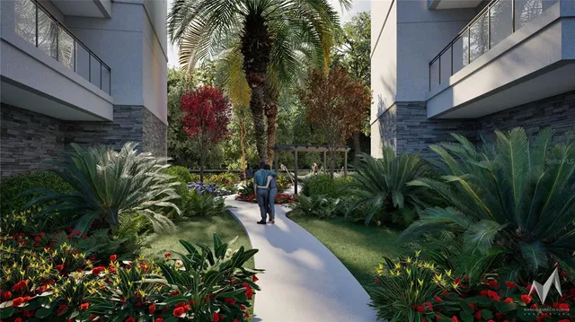 a view of a garden with plants