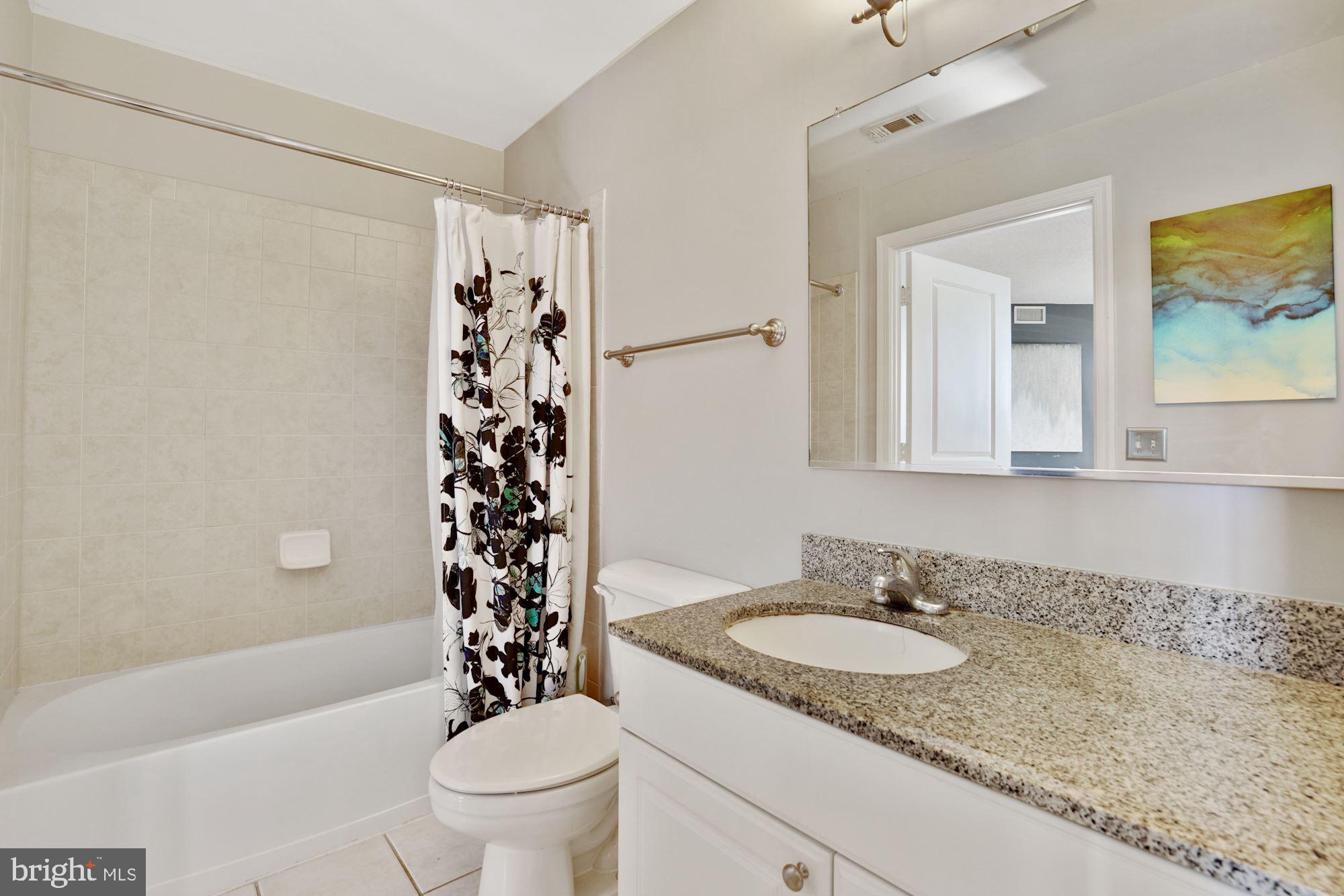 3600 South Glebe Road, Unit 632W Arlington, VA 22202 - Photo 17 of 41 a bathroom with a granite countertop sink and a mirror