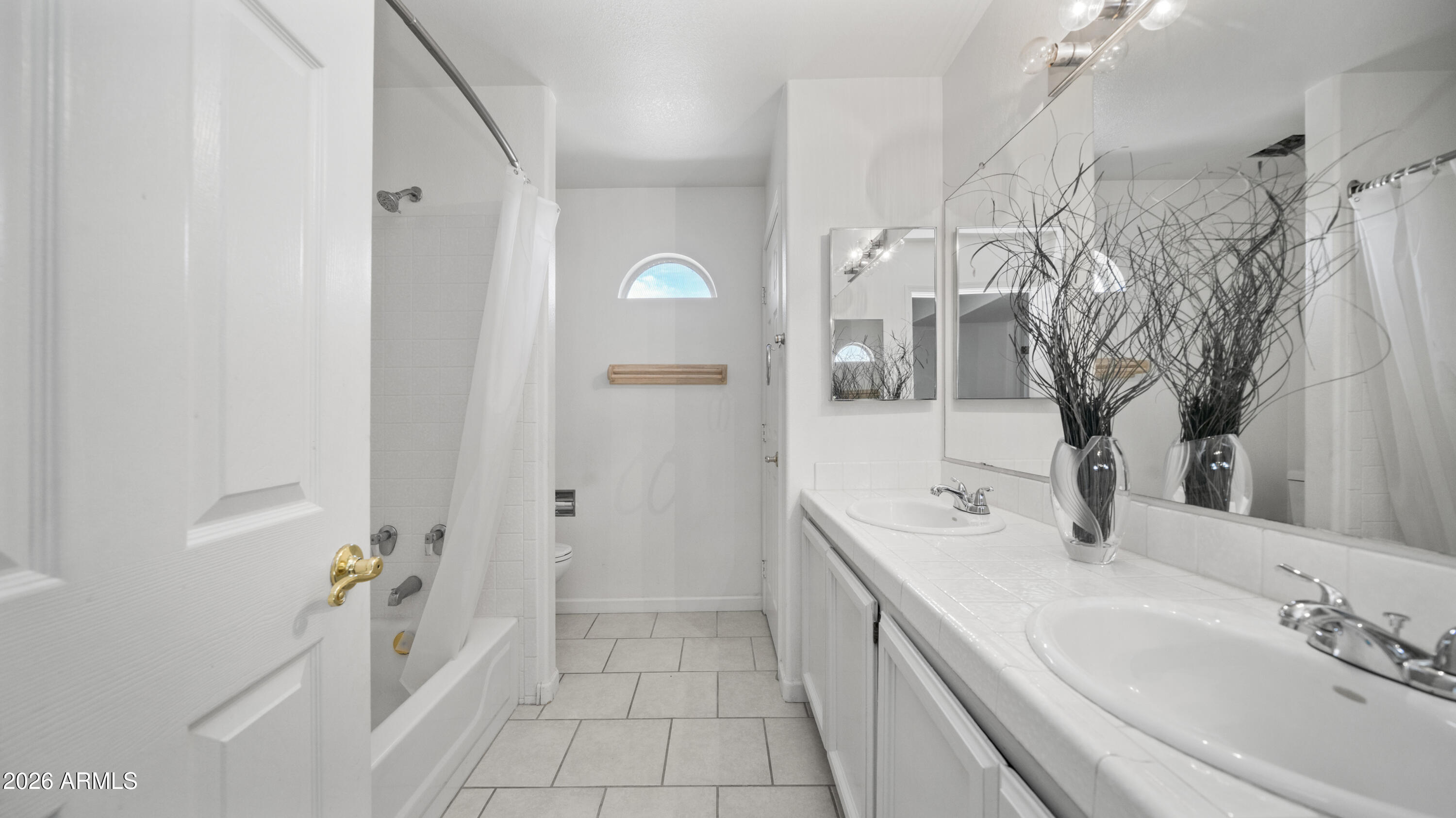6620 West Redfield Road Glendale, AZ 85306 - Photo 28 of 33 a bathroom with a double vanity sink mirror and shower