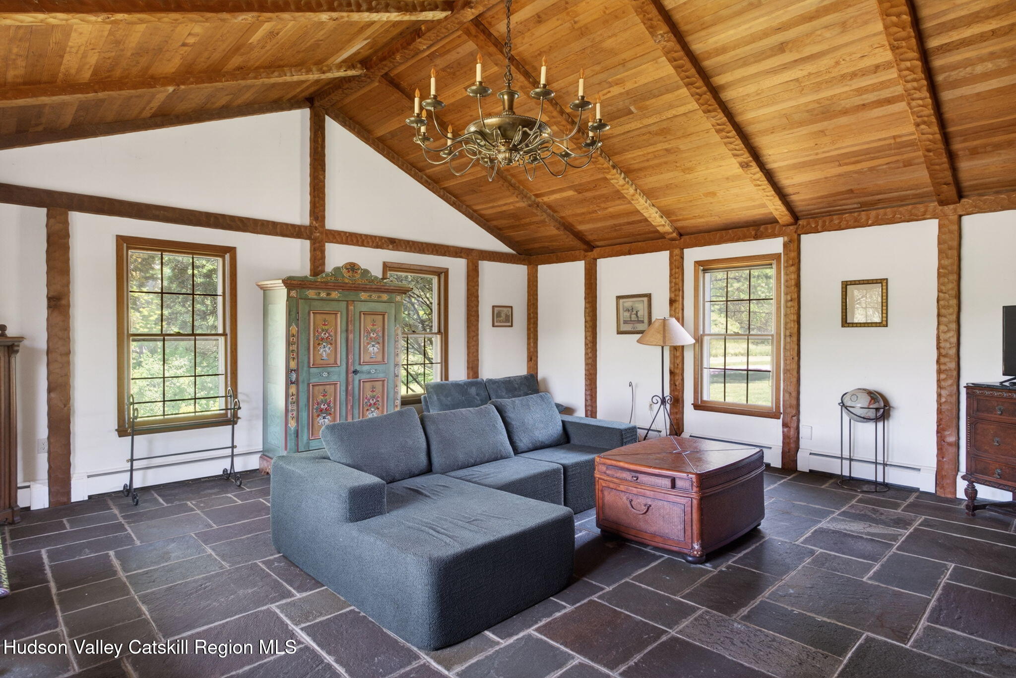 2838 Old Kings Road Catskill, NY 12414 - Photo 19 of 57 Cathedral ceiling and bluestone floor