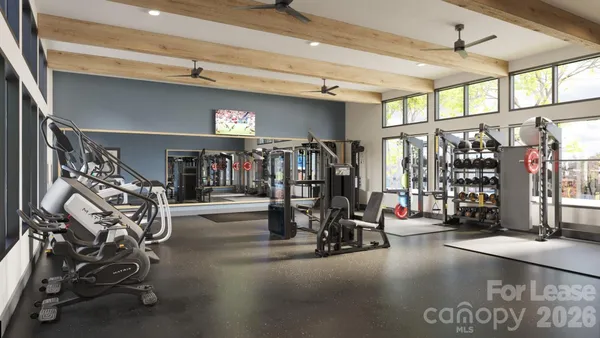 a view of a room with gym equipment