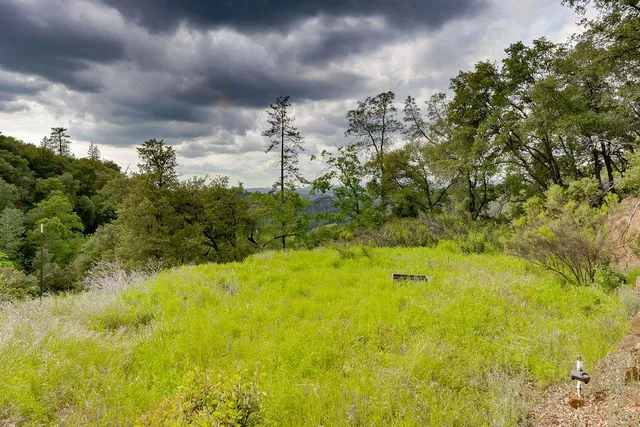 an aerial view of a swimming pool