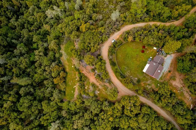an aerial view of a house