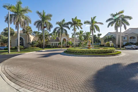 a view of a garden with swimming pool