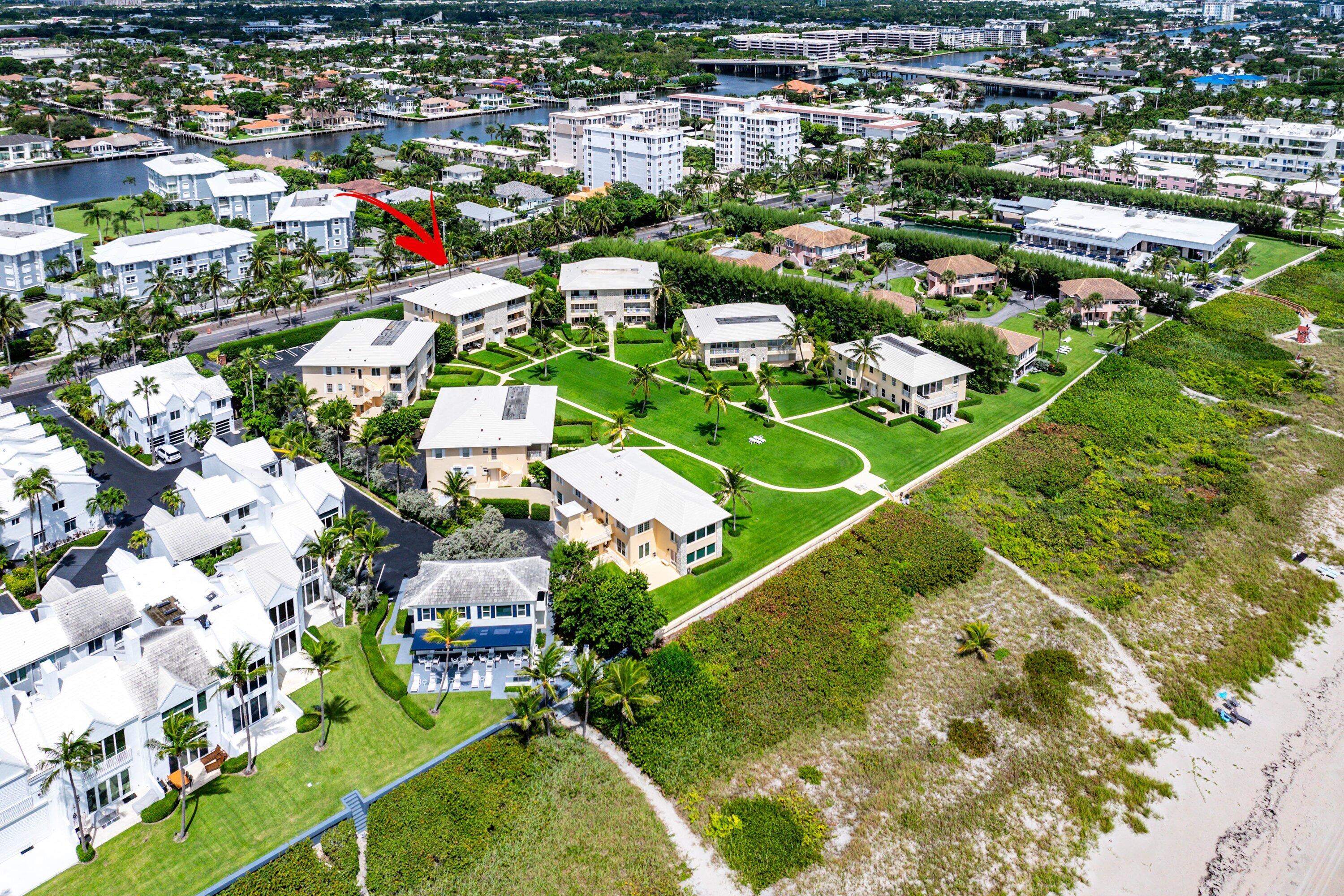 2103 South Ocean Boulevard, Unit 4B Delray Beach, FL 33483 - Photo 41 of 46 an aerial view of residential houses with outdoor space