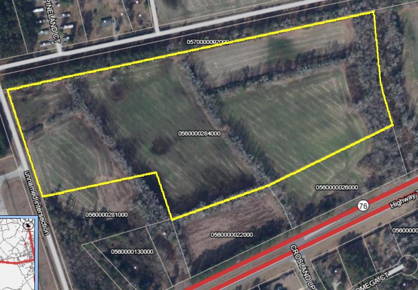 76 Marion Sc 29571 Mullins, SC 29574 - Photo 3 of 3 Aerial view of property's location with property parcel outlined