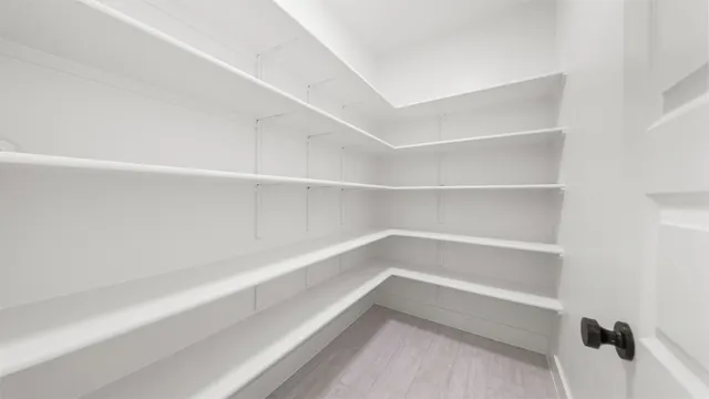 a storage room with empty racks