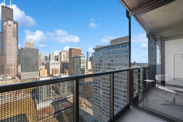 a view of city from a balcony