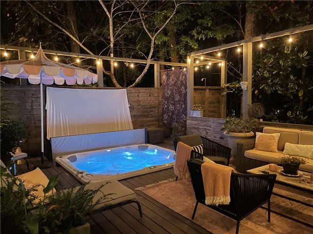 a view of a forest filled with trees