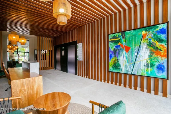 a view of a patio with furniture