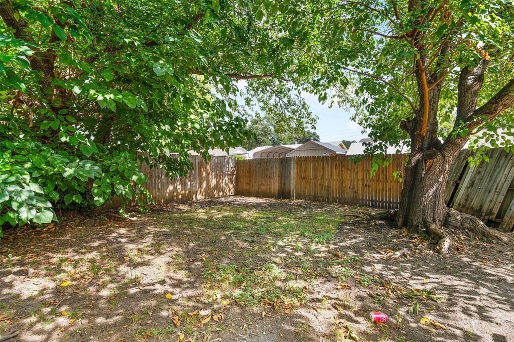 2068 East Peters Colony Road Carrollton, TX 75007 - Photo 23 of 24 a backyard of a house with lots of plants and large tree