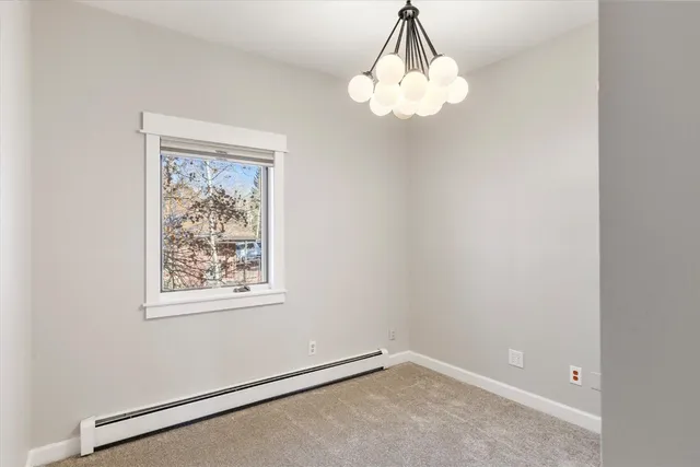 a view of a small space with a window