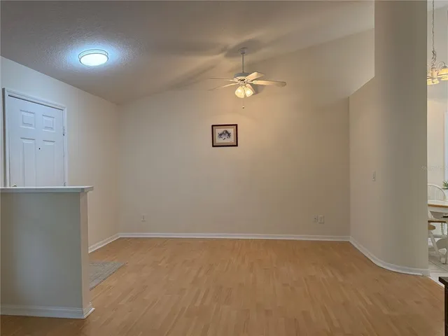 an empty room with a door