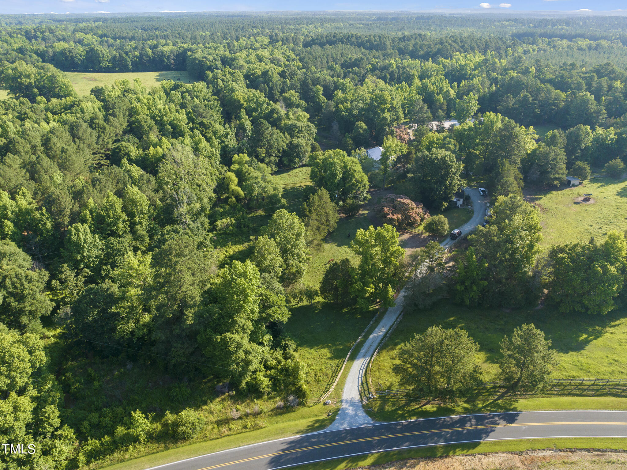 9402 Hampton Road Rougemont, NC 27572 - Photo 48 of 48 an aerial view of residential houses with outdoor space and trees