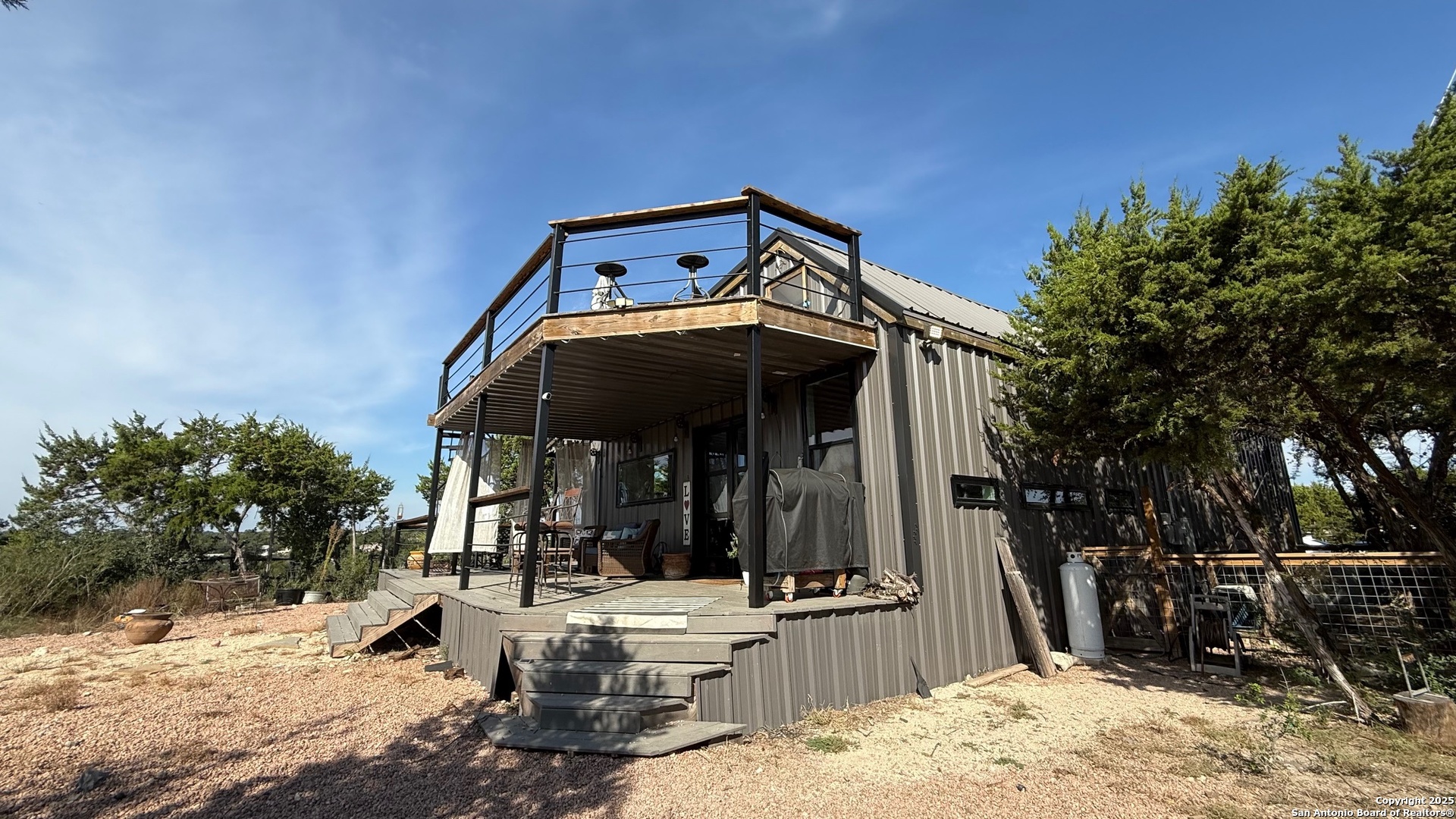 a view of a house with snow on the floor