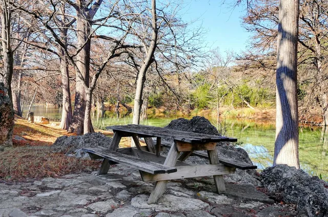 a view of a lake from a yard
