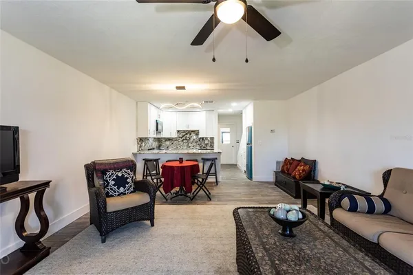 a living room with furniture