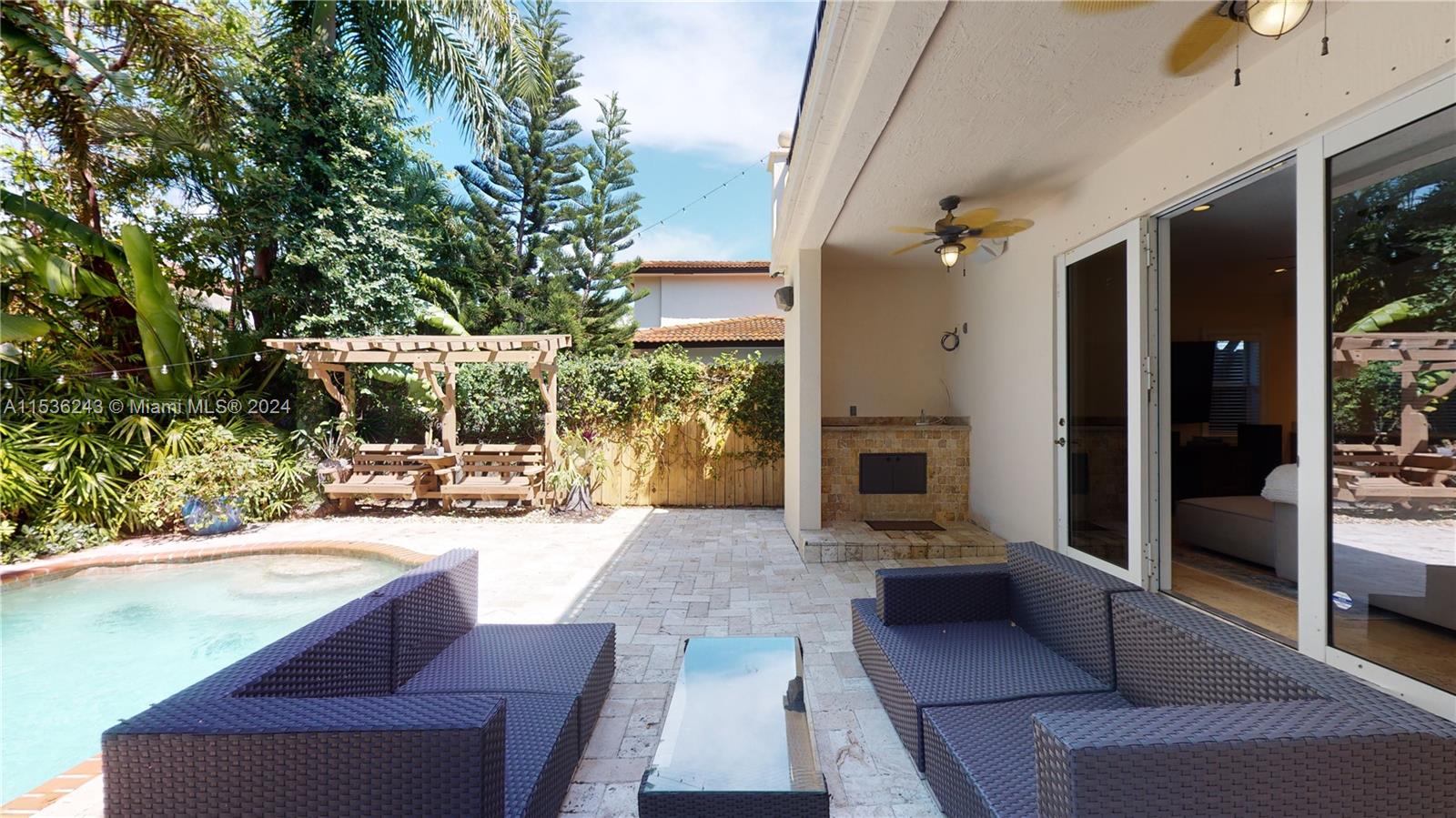 3060 Indiana Street, Unit 3060 Coconut Grove, FL 33133 - Photo 23 of 52 a outdoor space with patio furniture and a fireplace