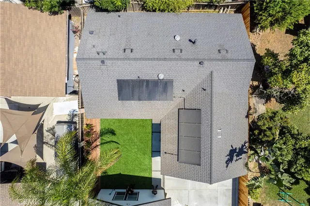an aerial view of a house