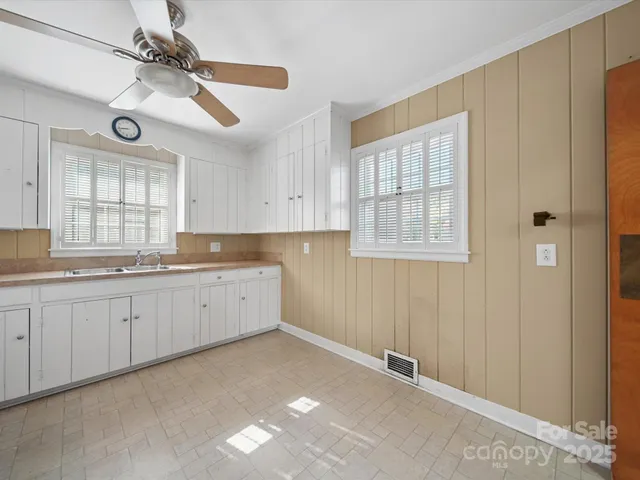 a large white cabinets in a room
